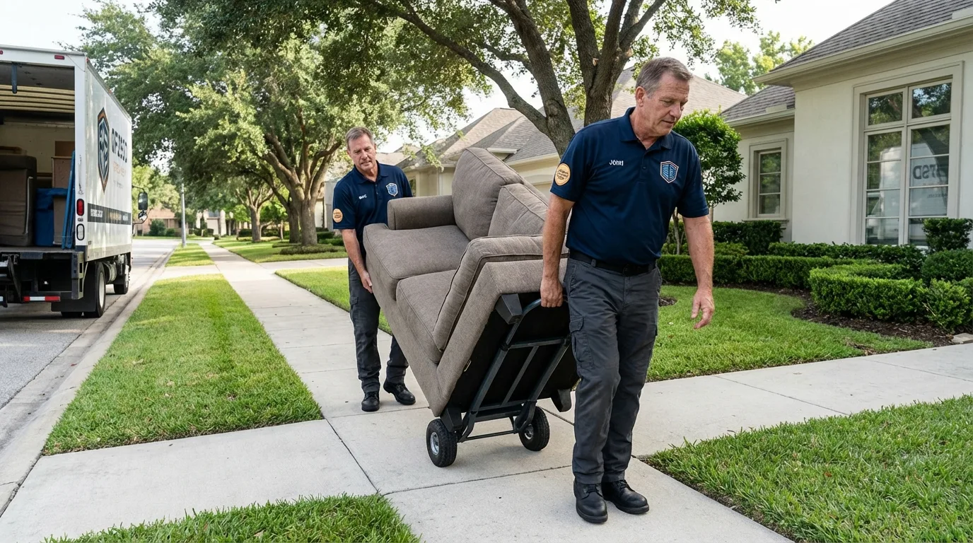 Local residential moving crew loading furniture in West Newbury, MA