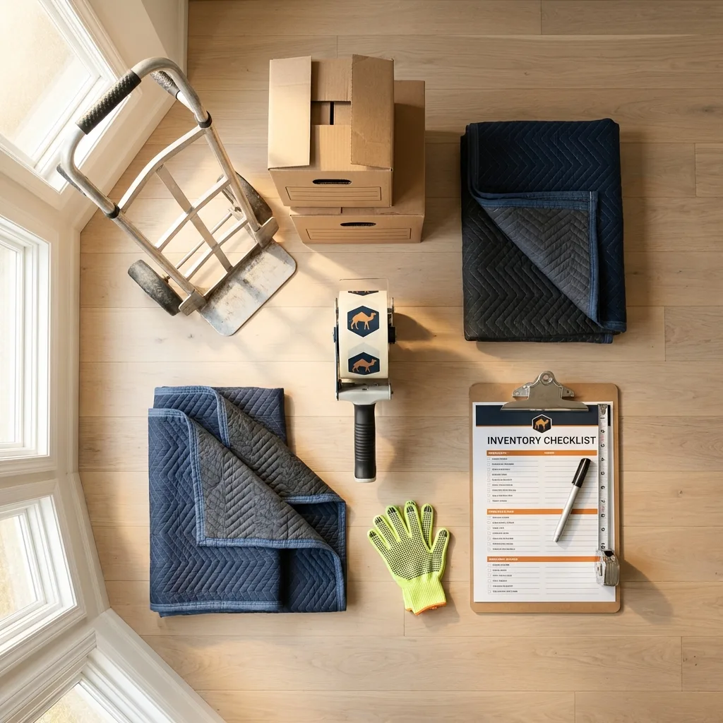 Professional moving supplies and packing materials layout for West Newbury residential relocations